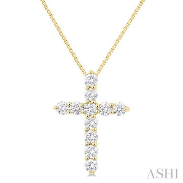 14K Yellow Gold  .33Carat TW Diamond Cross Pendant